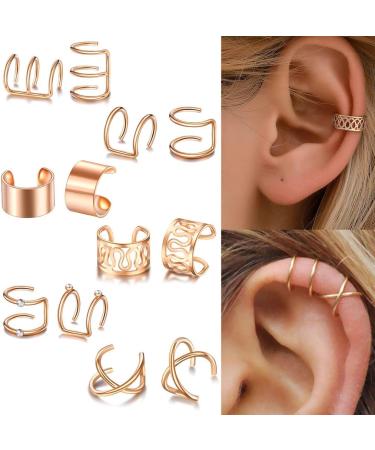 Diarypiece 12 Pcs Retro Advanced Sense Ear Bone Clip Without Pierced Metal Ear Cuff Jewelry Metal alloy - Buy Online on GoSupps.com