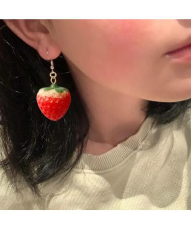 Delicate Resin Strawberry Earrings Simulation Fruit Earwears for Any Occasion - Buy Online on GoSupps.com