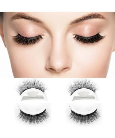 Reusable self -adhesive false eyelashes No glue or eyelin eyelashes Easy to attach slide waterproof self -adhesive false eyelashes for women 2 pairs (f03)