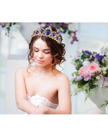 Didder Baroque Vintage Rhinestone Tiara - Blue Royal Crystal Women's Princess Crown - Bridal Hair Accessories for Wedding, Prom, Pageant & More - Buy Online on GoSupps.com