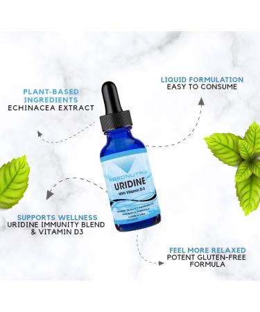 Absonutrix Uridine with Vitamin D-3 343 mg 4 FL OZ Liquid 302 Servings Made in USA Plant-Based Ingredients Gluten-Free - Buy Online on GoSupps.com