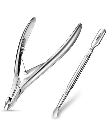 Cuticle Trimmer with Cuticle Pusher Cuticle Nipper Professional Stainless Steel Cuticle Cutter Sharp Durable Pedicure Manicure Tools for Fingernails and Toenails Sliver