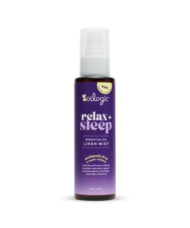 Oilogic Relax & Sleep Essential Oil Linen Spray - 100% Pure Essential Oils Promotes Restful Sleep Comfort & Wellness - Aromatherapy Mist for Beddings Pillows Blankets Pajamas & More 4 Oz