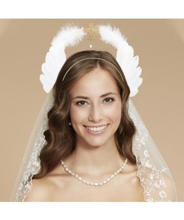 Wedding Headband White Angel Wing Headbands Dress up Fancy Cosplay Party Costume Headpiece for Women Bridal Wedding Christmas Hair Accessory Virgin Headpiece - Buy Online on GoSupps.com