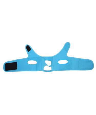 2-color thin face bandage breathable SBR double chin reducing belt for lifting V-line(Blue)