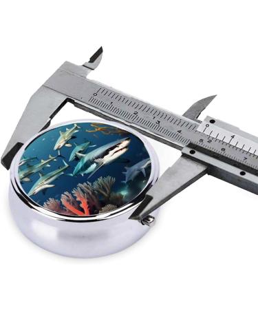 Sharks Under The Sea Round Pill Box Organizer | 3 Compartment Portable Travel Pill Box for International Shipping - Buy Online on GoSupps.com
