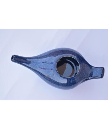 Premium Handmade Ceramic Neti Pot for Nasal Cleansing - Elegant Blue Gradient Color + 10 Sachet Neti Salt - 225 Ml Capacity - Buy Online on GoSupps.com