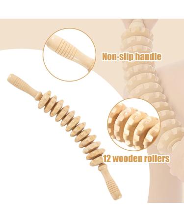 Ergonomic Massage Roller Stick - 12 Rolls Wood - 17.3 Inch Slip-Proof Cellulite & Muscle Relaxation Tool for Leg Waist & Belly - Buy Online on GoSupps.com