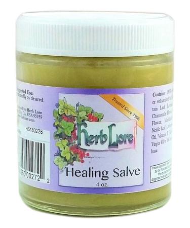 Herb Lore Healing Salve - 4 oz - Natural Baby Diaper Rash Ointment  Cradle Cap Treatment  Nipple Cream & Rough Skin Treatment with Self Heal  Calendula  Chamomile  Lavendar  Bees Wax & EVO