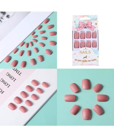 Bohend Pink Matt Short False Nails | Pure Square Press-On Nail Tips for Daily Use & Parties | Perfect for Women & Girls - Buy Online on GoSupps.com