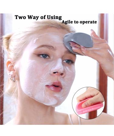 HieerBus Silicone Face Scrubber - Manual Exfoliating Brush for Sensitive Skin - Blackhead Removing, Pore Cleansing and Massaging Tool - Grey+White - Buy Online on GoSupps.com