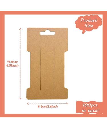 Doromy 100 Pack Hair Clip Display Cards - Rectangular Brown Kraft Paper Cards for Hair Accessories - 6.6X11.5cm - Buy Online on GoSupps.com