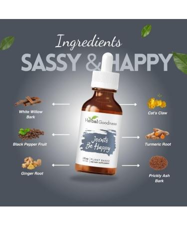 Herbal Goodness Joint Be Happy Liquid Extract 2oz Organic Joint & Bone Health Support with Glucosamine Chondroitin Magnesium & Herbal Blend for Men & Women - Buy Online on GoSupps.com