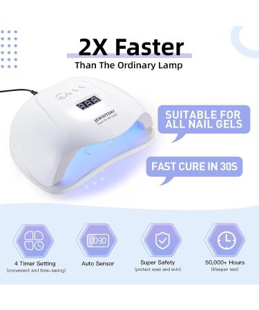 JEWHITENY 120W UV LED Nail Lamp for Quick Gel Polish Curing - 36 Light Beads, Digital Display, 4 Timer Settings - Automatic Sensor for Home & Salon - Buy Online on GoSupps.com