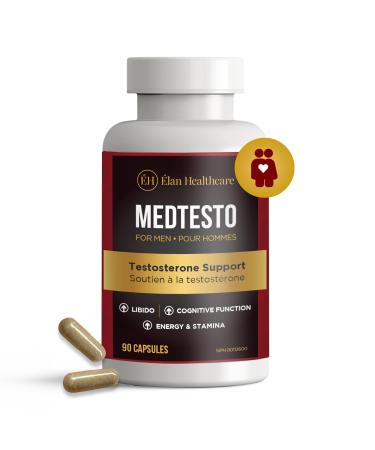 MedTesto Natural Testosterone Booster for Men Estrogen Blocker Male Enhancing Pills Supplement Natural Strength and Energy Muscle Growth Promotes Fat Loss Increase Male Performance 90 Count