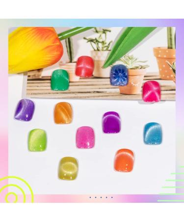 MIZHSE Neon Cat Eye Gel Nail Polish Kit 12Pcs - Blue Green Purple Magnetic Manicure Set - Buy Online on GoSupps.com