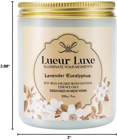 Lavender Eucalyptus Scented Soy Wax Candle - 7oz | Aromatherapy with Natural Essential Oils | Relaxing Home Fragrance for International Shipping - Buy Online on GoSupps.com