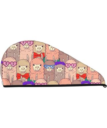 Cute Lamas Microfiber Hair Towel Wrap - Super Absorbent Coral Velvet Quick Dry for Long Curly & Thick Hair - Ideal for Women - Buy Online on GoSupps.com