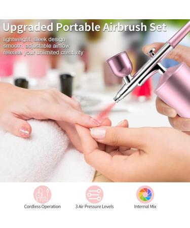 Besuso Airbrush Kit 30PSI Cordless Rechargeable High-Pressure Non-Clogging Air BrushGun for Nail Art Painting Pink Easy Install Easy to Use - Buy Online on GoSupps.com