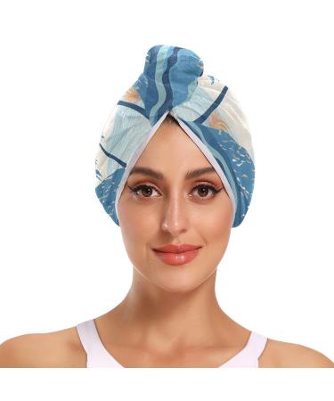 Trees Mountain Ocean Sea Hair Towel 2 Pack Super Absorbent Hair Drying Towel Quick Dry Hair Turbans Head Towel with Button Twisty Wrap for Women Girls