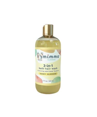 Mimmo Bubbles Moisturizing 3-in-1 Bubble Bath  Shampoo & Body Wash with Organic Aloe & Shea Butter  Plus Plant-Based Squalane - Gentle for All Ages with Sensitive Skin - Vegan & Hypoallergenic 17 oz
