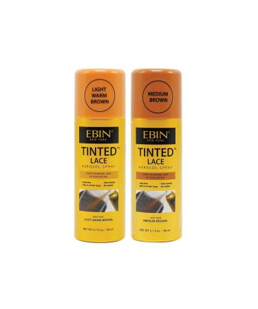 EBIN NEW YORK Tinted Lace Aerosol Spray Mix & Match Bundle 2.7 Oz/ 80 mL (Light Warm Brown Medium Brown)