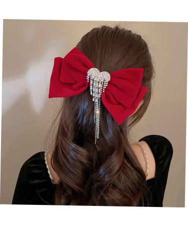 DOITOOL Tassel Hair Clip Red Hair Clips Hair Accessories for Girls Barrettes for Girls Rhinestone Barrettes for Women Womens Barrettes for Hair Girls Tiara Miss Spring Clip Velvet Bow Tie - Buy Online on GoSupps.com