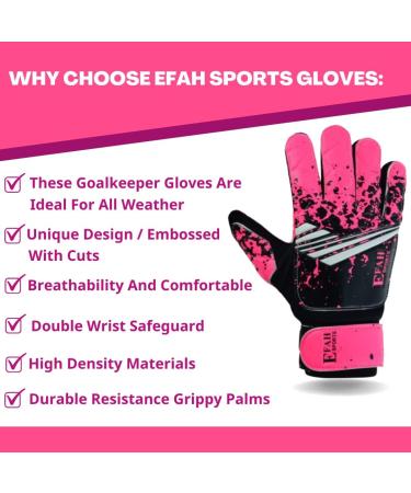 EFAH Sports Soccer Goalkeeper Gloves for Boys | Size 6 | Ages 13-15 | Great Grip & Comfort | Pink - Buy Online on GoSupps.com