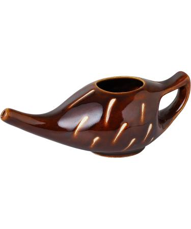ANCIENT IMPEX Ceramic Neti Pot For Nasal Cleansing With 10 Sachets Of Neti Salt | Compact And Travel-Friendly Design | Natural Remedy For Infection Sinus And Congestion (Orange)