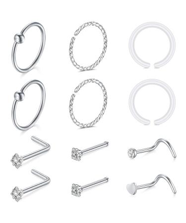14PCS Nose Piercing Kit 20G Needles with Gun, Stainless Steel Nose Studs and Jewelry - Buy Online on GoSupps.com