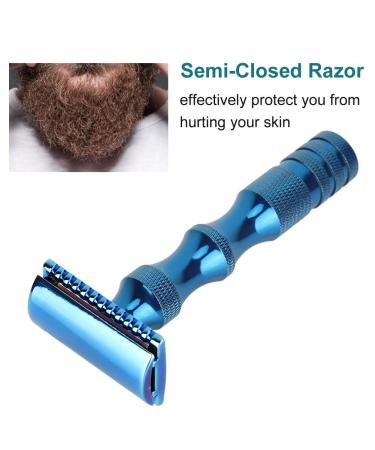 Premium Classic Double-Edged Razor for Men's Facial Care - Manual Open Razor (Blue) | International Shipping Available - Buy Online on GoSupps.com