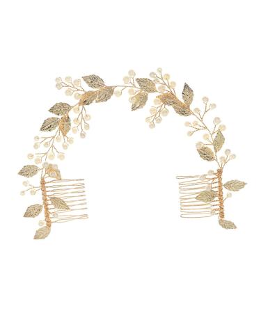 Ipetboom 1pc Handmade Pearl Comb Pearl Hair Pin Pearl Hair Accessories Bridal Hair Comb Golden Hair Comb Crystal Headpiece Bridal Comb Crystal Decor Wedding Bride Alloy Decorate