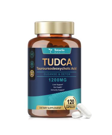 Totaria TUDCA Bile Salts 1200mg (Tauroursodeoxycholic Acid) 120 Capsules Ultra Strength Pure TUDCA Liver Supplements Liver and Gallbladder Cleanse & Repair Vegan 120 Count (Pack of 1)