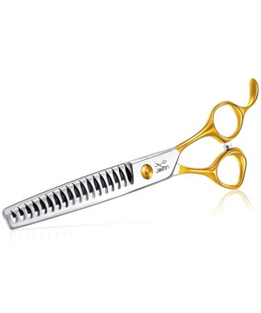 JASON 7.5" Curved Dog Grooming Scissors, Cats Grooming Shears Pets Trimming Kit for Right Handed Groomers, Sharp, Comfortable, Light-Weight Shear C-7.5" Chunker
