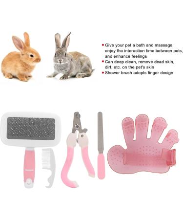 5Pcs Small Animal Grooming Kit with Rabbit Brush and Nail Clippers - Small Pink - Buy Online on GoSupps.com
