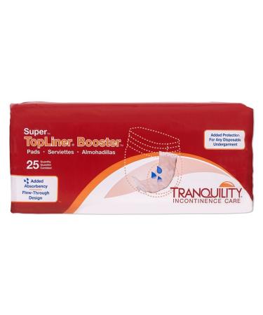 Tranquility TopLiner Disposable Booster Pads - Super (15" x 4.25") - 25 ct, Peach 25 Count (Pack of 1)