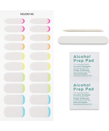 JMEOWIO Semi Cured Gel Nail Strips Colorful French Tip Gel Nail Stickers Nail Supplies Nail Art Design Decoration Accessories - Buy Online on GoSupps.com