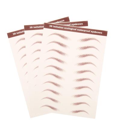 Sewroro Autocollants pour sourcils effet simul 3D tanche lot de 3 feuilles brun transfert l'eau pour maquillage naturel kit maquillage sourcils facile appliquer tenue longue