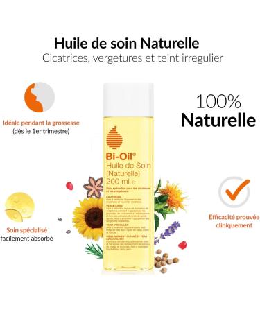 Bi-Oil Natural Care Oil - Specialized Care for Stretch Marks Scars Dry Skin and Irregular Complexion - 100% Natural Formulation - Ideal During Pregnancy - 1 x 125 ml - Buy Online on GoSupps.com