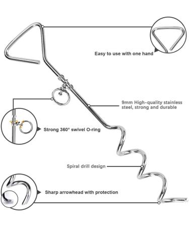 XhuangTech 16.4ft Dog Tie Out Cable with 16 inches Heavy Duty Spiral Ground Stake Spike for Dog Up to 130 lbs for Playing Camping and Backyard in Ground - Buy Online on GoSupps.com