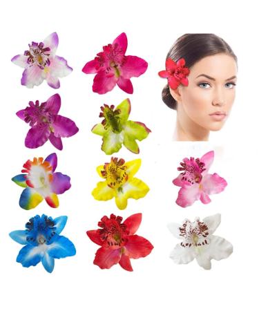 10 pieces orchid hair clips flower hair clips bridal wedding hair accessories hairpins for girls women party.