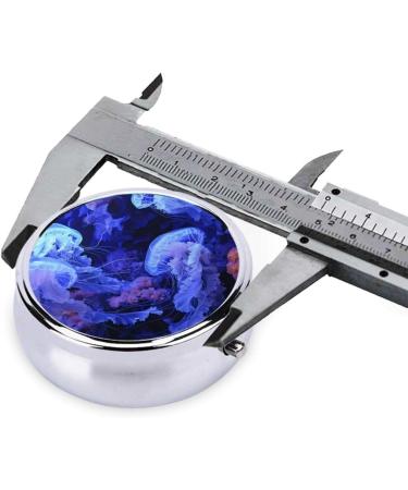 Cute Purple Jellyfish Portable Metal Pill Box | Round Mini with 3 Compartments | Travel Essential for Small Pills - Black - Buy Online on GoSupps.com