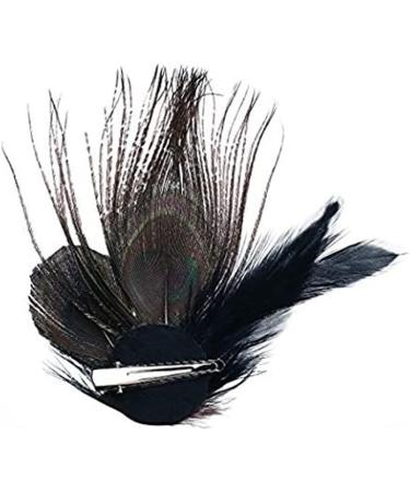 Feather Peacock Hair Clip Natural Feather Fascinator Barrette with Sparking Rhinestone 111 - Buy Online on GoSupps.com