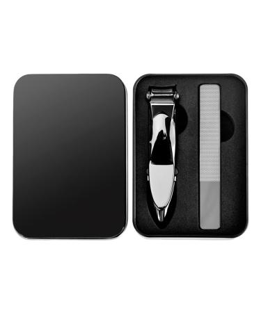 1 Piece Nail Clipper and 1 Piece Steel File Nail Clippers Men's Nail Clippers Sharp Nail Clippers Stainless Steel Toenail Clippers Perfect as a Gift (Black)