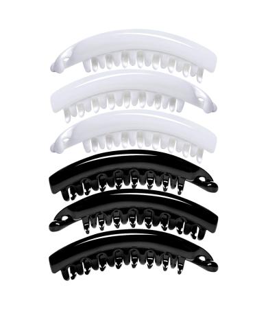 RC Roche 6-Piece Ponytail Hair Clip Set - High Quality Banana Clasp for Volume - Medium Black & White - Buy Online on GoSupps.com