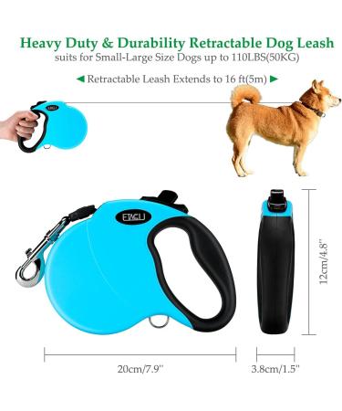 Etaccu Rollerin Retractable Dog Leash - 5m Reflective Non-Slip Handle One-Button Block For Medium & Large Dogs Up to 50kg (Blue) - International Shipping Available - Buy Online on GoSupps.com