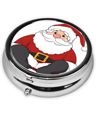 Cute Santa Claus Mini Round Pill Box | 3-Compartment Medicine Organizer | Portable Travel Pill Case for Home & Office - Buy Online on GoSupps.com