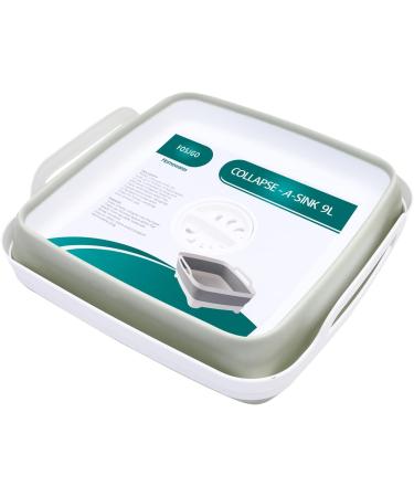 FOSJGO Dish Basin Collapsible with Drain Plug Carry Handles for 9 L Capacity Collapsible Sink Tub Dish Wash Basin Portable Dish Tub Foldable Dishpan for Camping Dish Washing Tub and RV Sink Light Green - Buy Online on GoSupps.com
