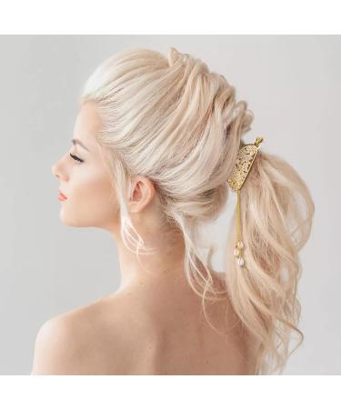 HINZIC Rhinestone Pearl Hair Claw Clip - Vintage Butterfly Bling Crystal for Bride Wedding Party - Buy Online on GoSupps.com