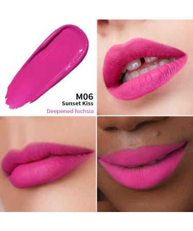 Oulac Matte Liquid Pink Lipstick - Long Lasting, Waterproof Lip Stain - Vegan & Cruelty-Free Formula with Rose Oil - Sunset Kiss (M06) - Buy Online on GoSupps.com